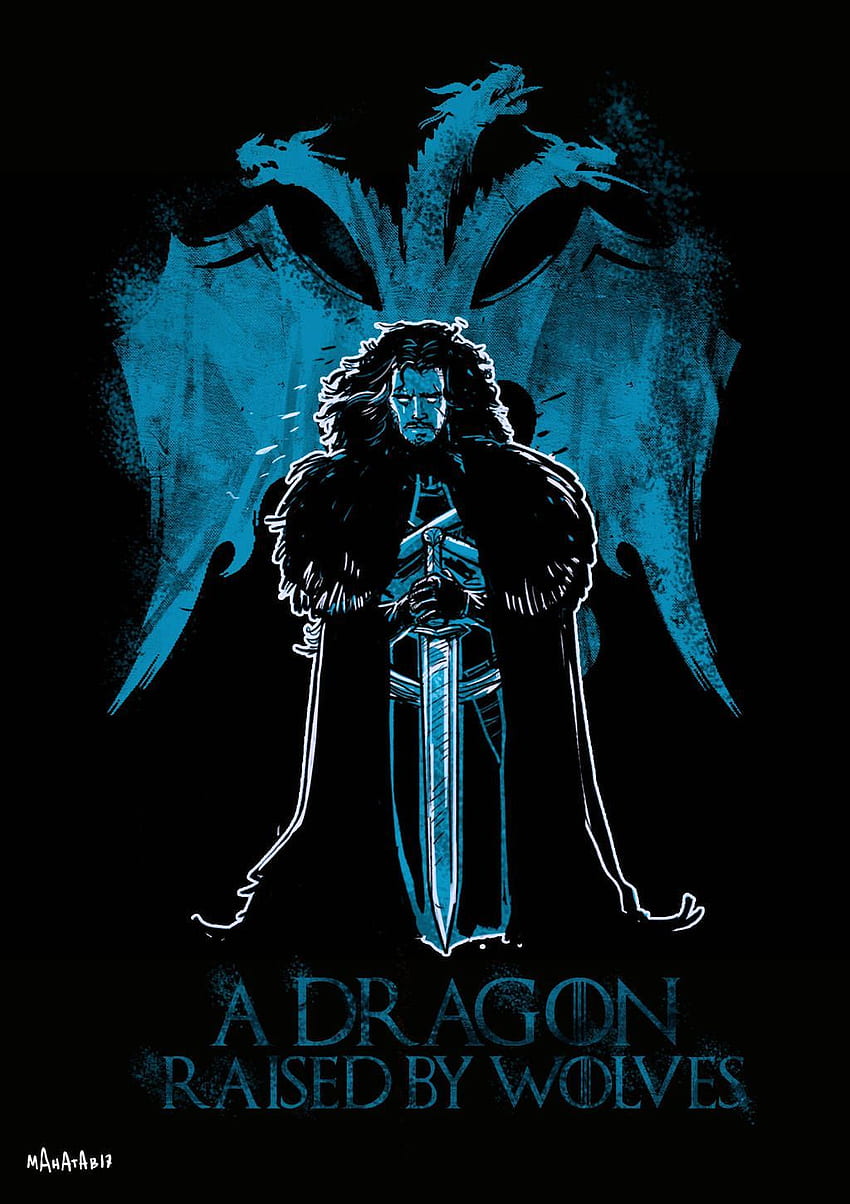 Jon Snow - Ein von Wölfen aufgezogener Drache von Mahatab. Jon-Schnee-Kunst, Game of Thrones-Kunst, Cross-Kunst HD-Handy-Hintergrundbild