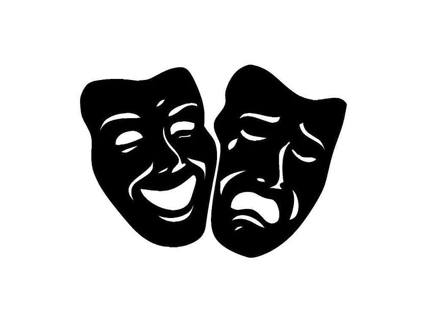 Comedia tragedia teatro máscara arte pared calcomanía pegatina - apliques decorativos de pared. Símbolo de teatro, Máscaras de teatro, Dibujo de arte en blanco y negro, Comedia y tragedia fondo de pantalla