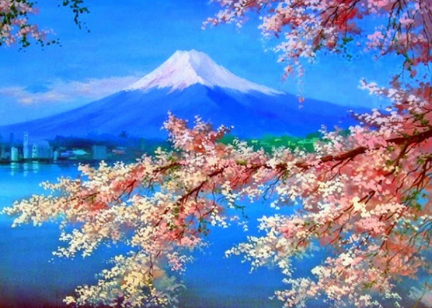 ★Sukura Blooming★, bahar, rüyalardaki hareketler, manzara, çizimler, volkan, dağlar, çarpıcı, ler, güzel, mevsimler, Fuji, yaz, manzaralar, Japonya, çiçek açan, Sakura, doğa, çiçekler, çiçek açan, kiraz çiçekleri HD duvar kağıdı