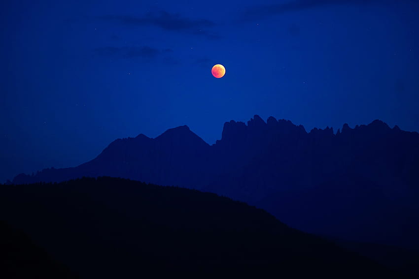 Nature, Sky, Mountains, Italy, Outlines, Full Moon, Cornedo Al Isarco, Cornedo Al-Iszarco HD wallpaper