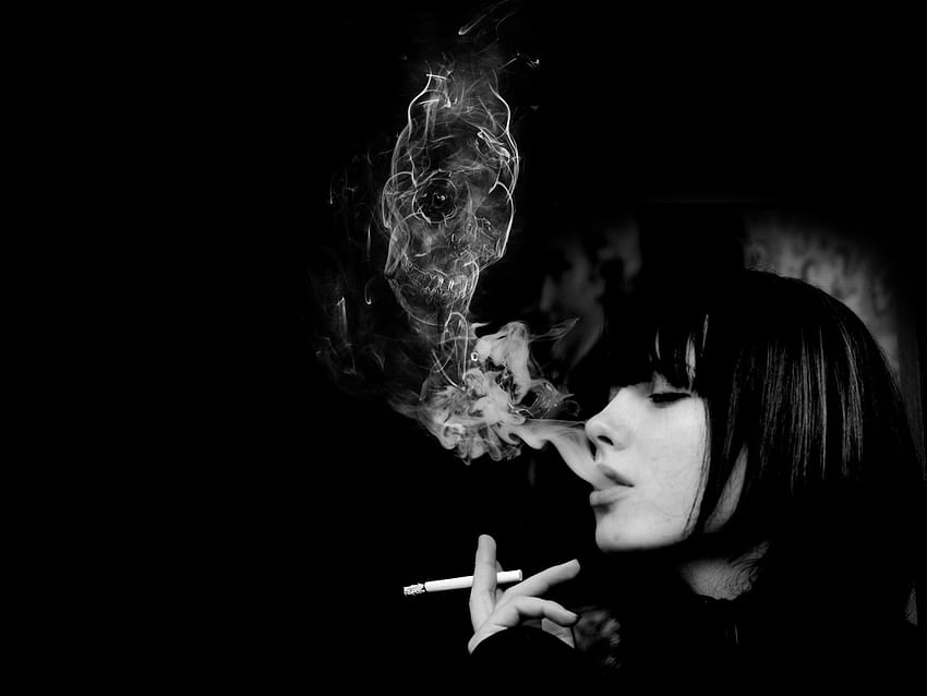 BLACK END WHITE - cigarette smoke skull | | 478257 | UP HD wallpaper
