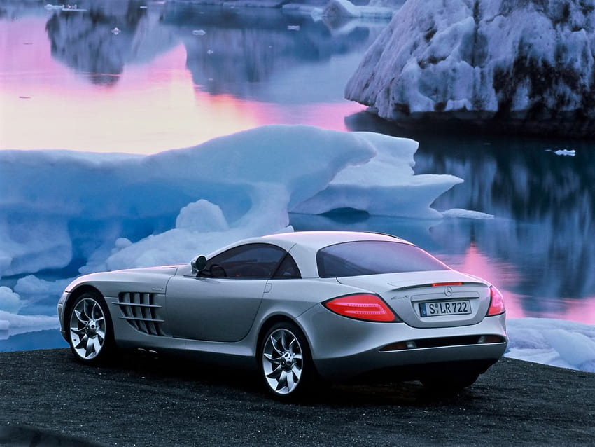 Mercedes Benz SLR McLaren Icebergs Rear Angle Twilight HD wallpaper