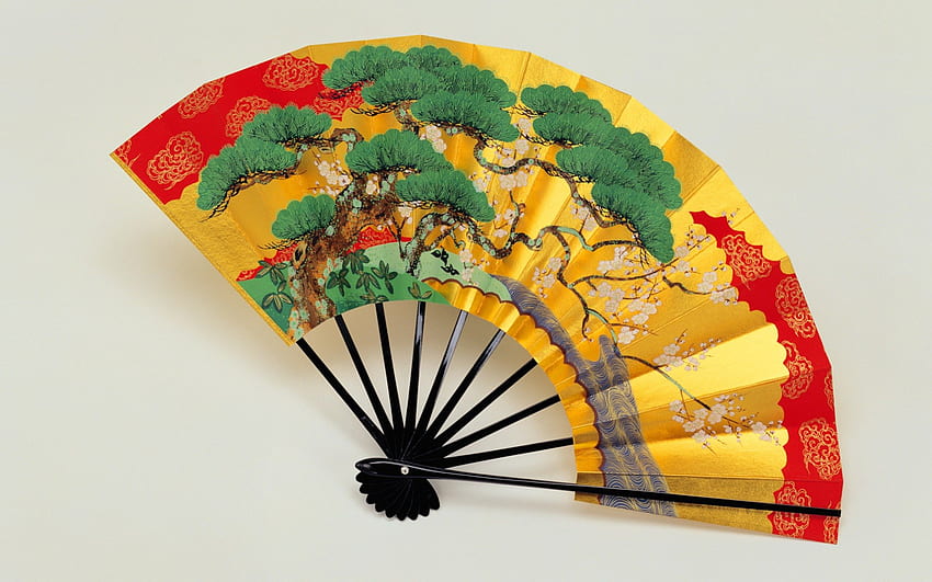 Colorful fan, japanese design, colorful, art, fan HD wallpaper