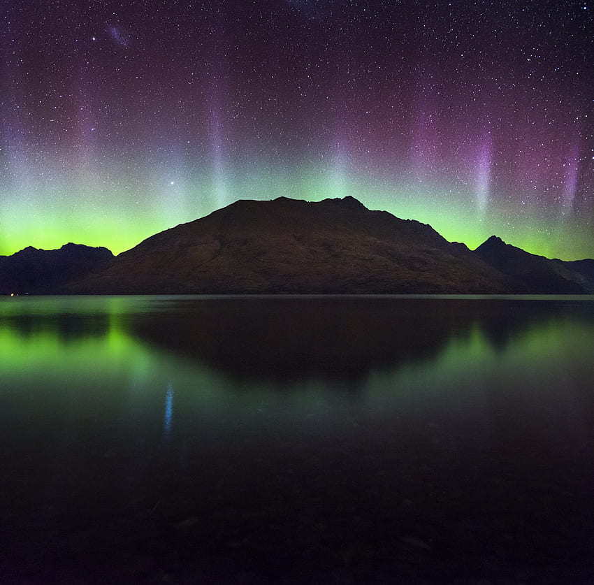 Alam, Gunung, Danau, Selandia Baru, Cahaya Utara, Aurora Borealis, Aurora, Queenstown Wallpaper HD