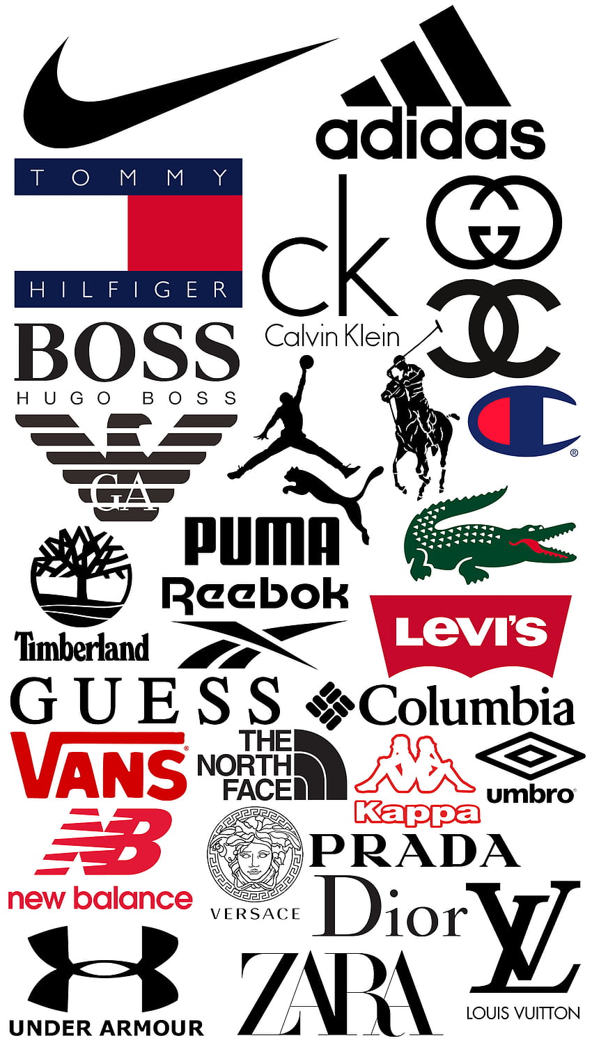 Logo, Guess, Levis, Nike, adidas, Gucci, Reebok, Timberland, Puma, Chanel, Armani Tapeta na telefon HD