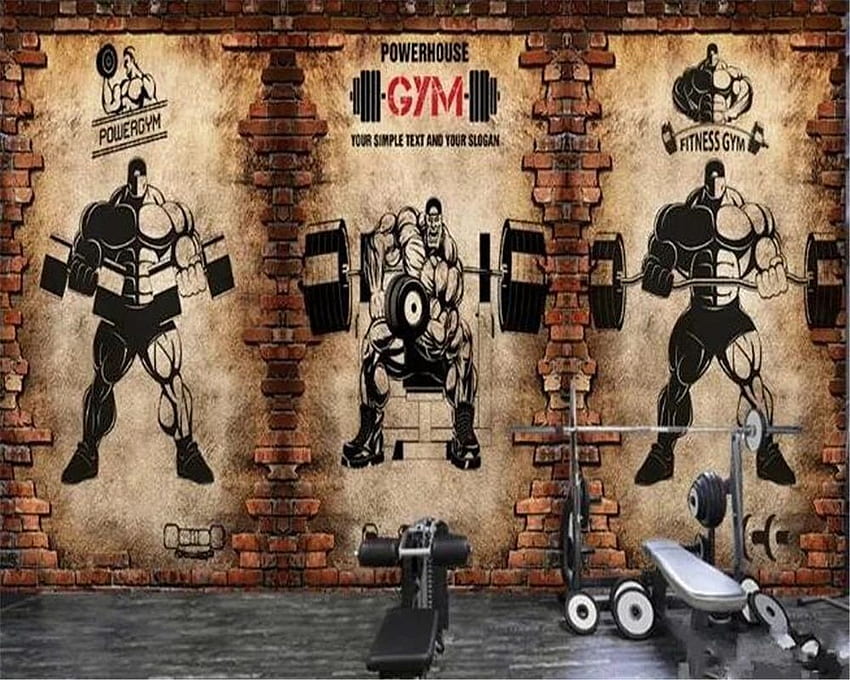 Beibehang 3D nostalgique mur de briques rétro sport fitness club haltérophilie bar restaurant décoration fond mur. . -AliExpress Fond d'écran HD