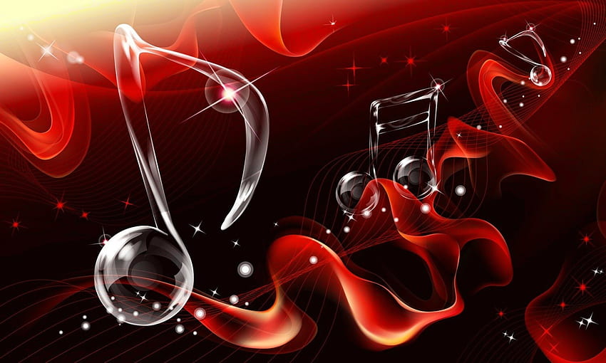 Note de musique, Musical, numérique, abstrait, rouge, bulles Fond d'écran HD