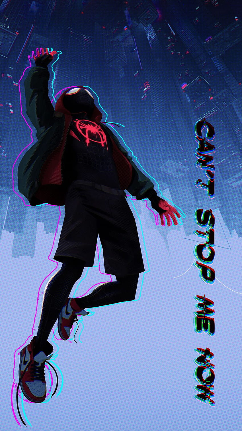 Cyberpunk/retro colour scheme edit of the popular Spiderverse