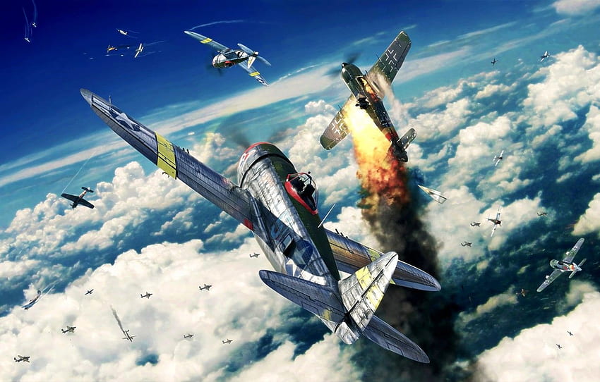 Thunderbolt, P 47, Dogfight, WWII, Fw.190, Jug, P 47D For , 섹션 항공, Fw 190 HD 월페이퍼