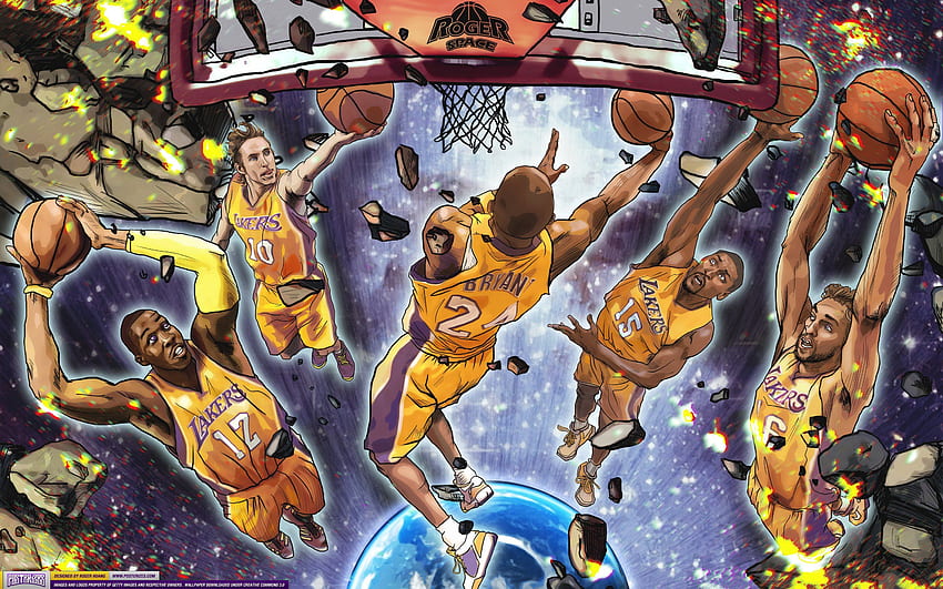 Los Angeles Lakers การเริ่มต้น 5 โปสเตอร์ NBA [] สำหรับมือถือและแท็บเล็ตของคุณ สำรวจการ์ตูน NBA บาสเก็ตบอล NBA คุณสูง วอลล์เปเปอร์ HD