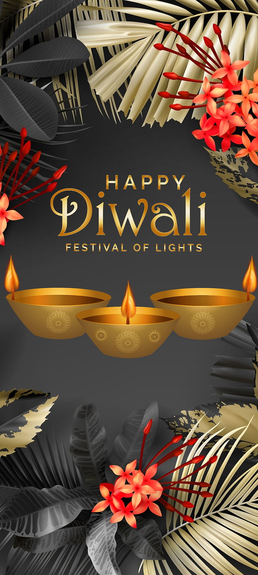 Happy Diwali Festival, laranja, flores, premium, Luzes, luz Papel de parede de celular HD