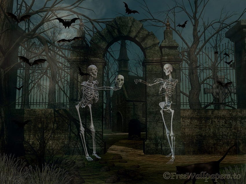 Halloween-schirmschoner und Hintergrund. Das Halloween, Halloween-Skelett HD-Hintergrundbild