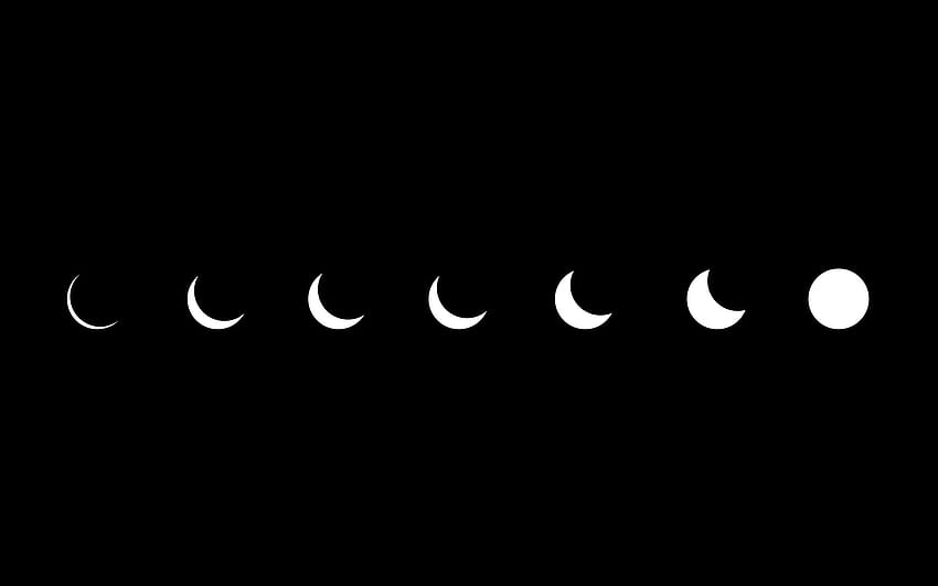 minimalism, Artwork, Black background, Black, White, Monochrome, Moon, Eclipse / and Mobile Background, Moon Black and White HD wallpaper