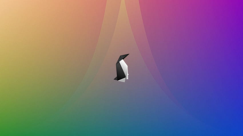Origami Tux Colorido, Pingüino Linux fondo de pantalla