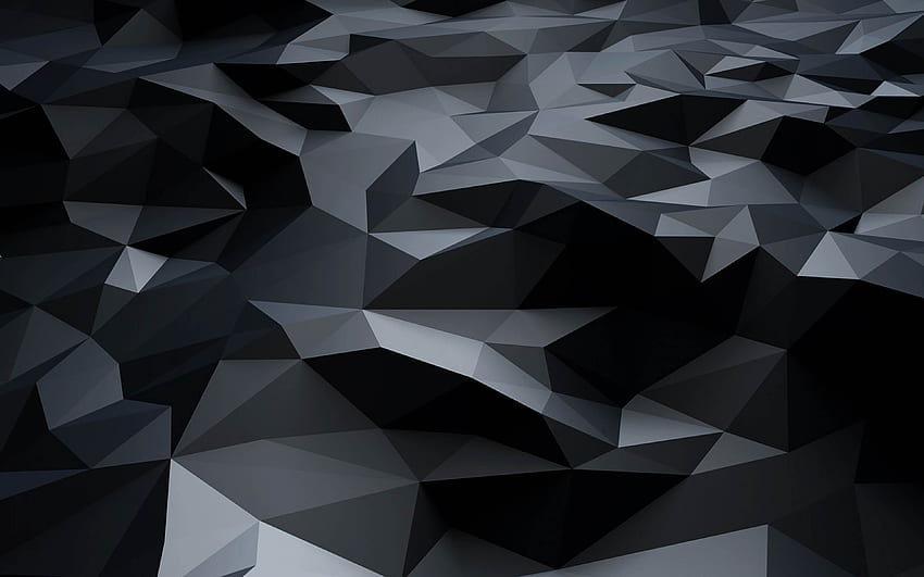 Black 3D Polygons Dark Pattern Ultra HD wallpaper