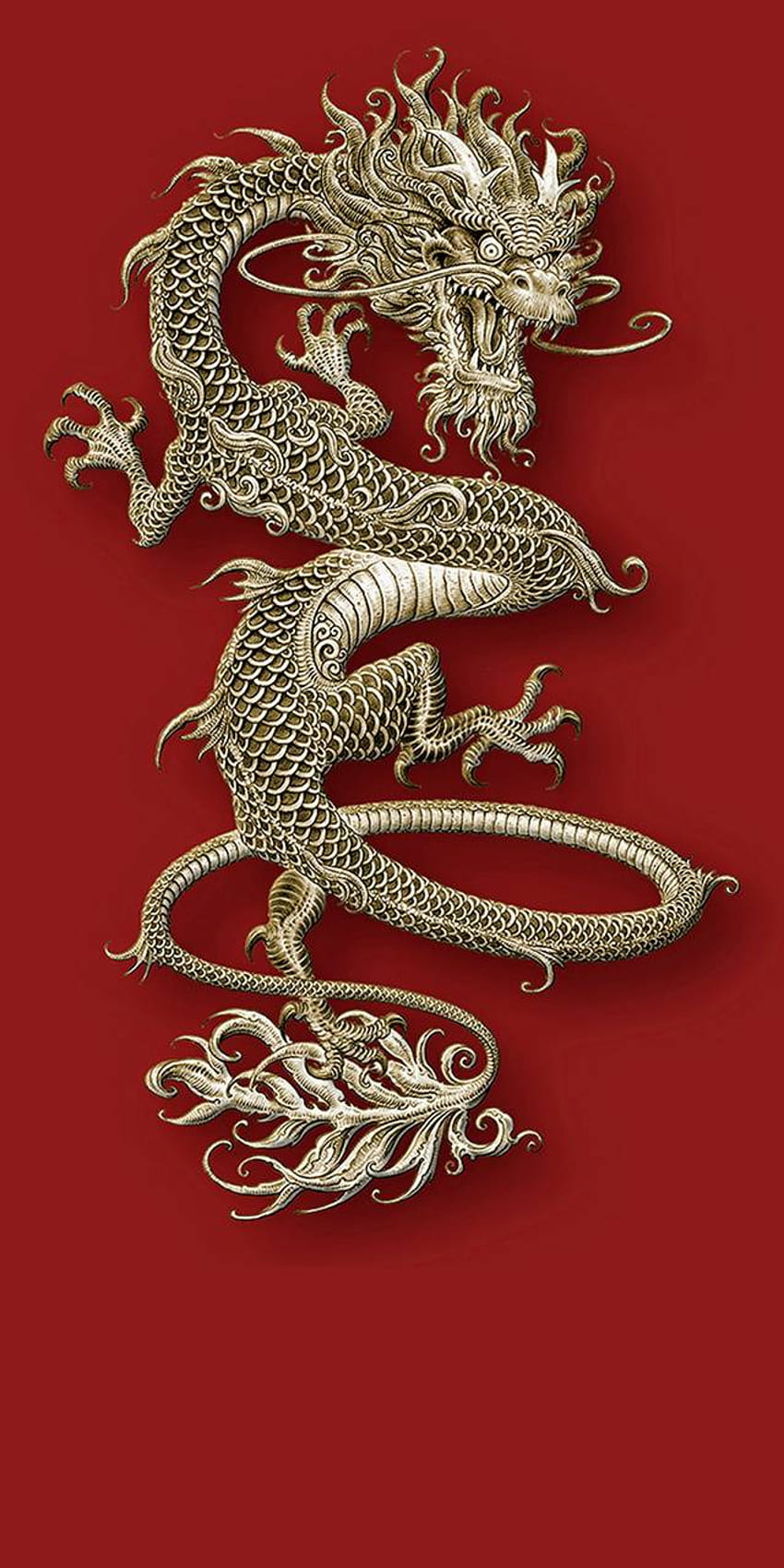 Златен дракон, Златен китайски дракон HD тапет за телефон