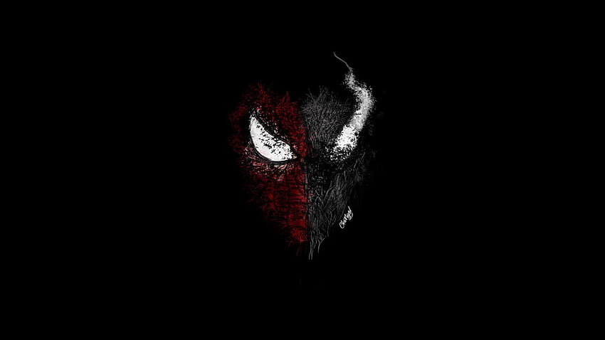 Spider Man Venom, Minimal, Face Off, 디지털 아트워크, 배경, 44305d HD 월페이퍼