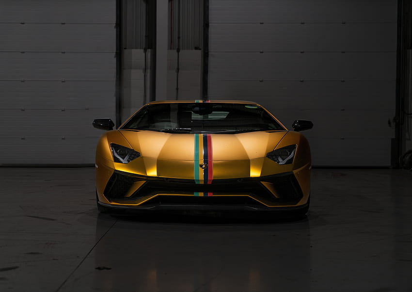 Lamborghini Aventador, golden, sports car HD wallpaper