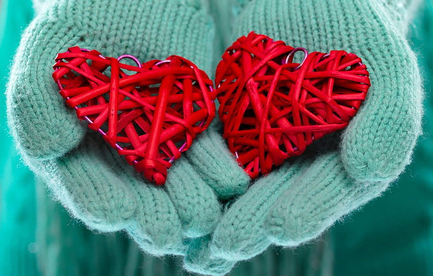 winter, love, heart, hands, love, heart, winter, mittens HD wallpaper