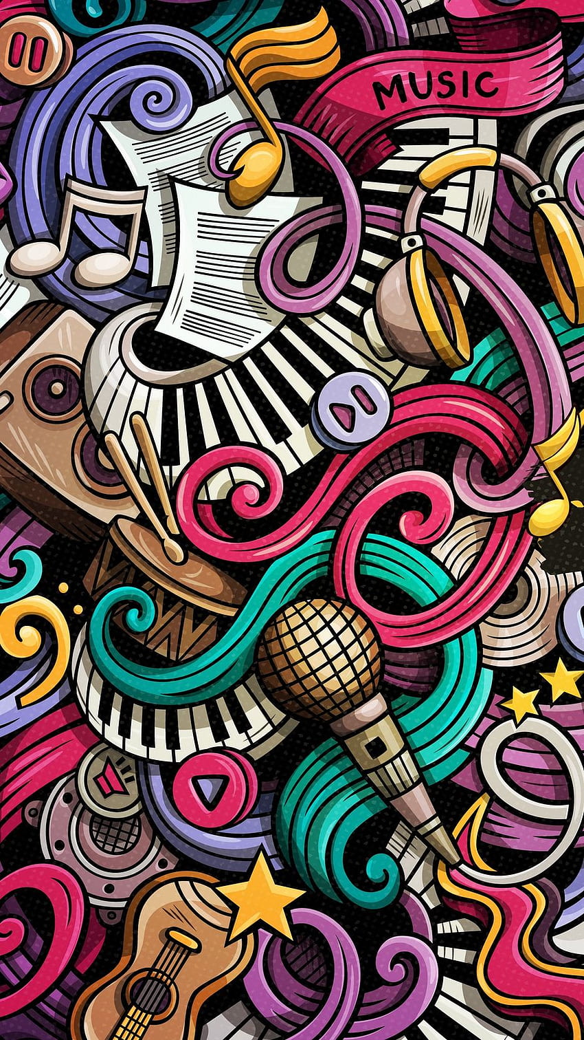 music, doodles, colorful, musical HD phone wallpaper