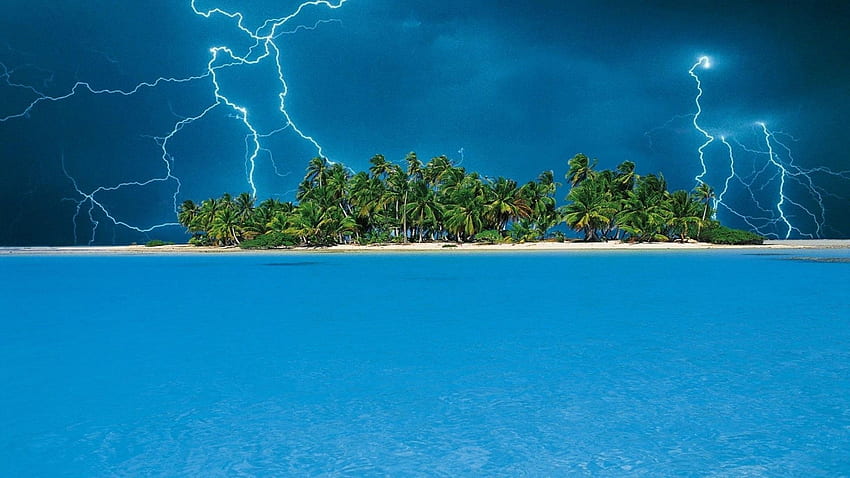 Cool Lightning - Lightning Storm On Island - & Background , Deserted ...
