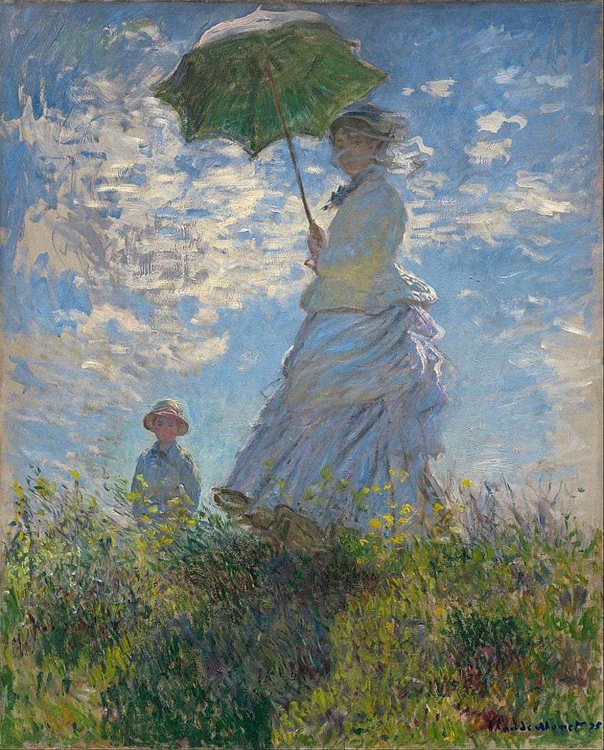 Claude Monet - Woman with a Parasol - Madame Monet and Her Son - Google Art HD 전화 배경 화면
