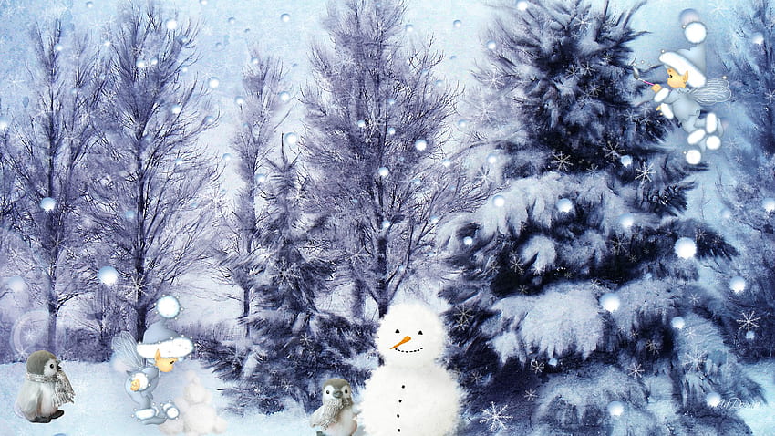 Winter Playland, 겨울, 파이어폭스 페르소나, 놀이, 눈사람, forst, 펭귄, 눈, 강설, 크리스마스, 요정, 눈덩이, 픽시, 제 HD 월페이퍼