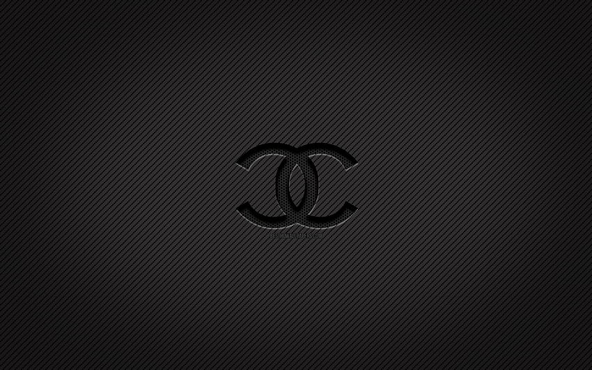 Chanel carbon logo, grunge art, fundo de carbono, criativo, Chanel black logo, marcas, Chanel logo, Chanel papel de parede HD