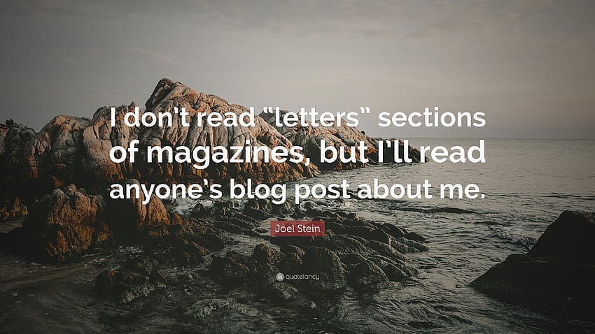 ジョエル・スタインの名言: 「私は雑誌の「手紙」セクションは読まない 高画質の壁紙