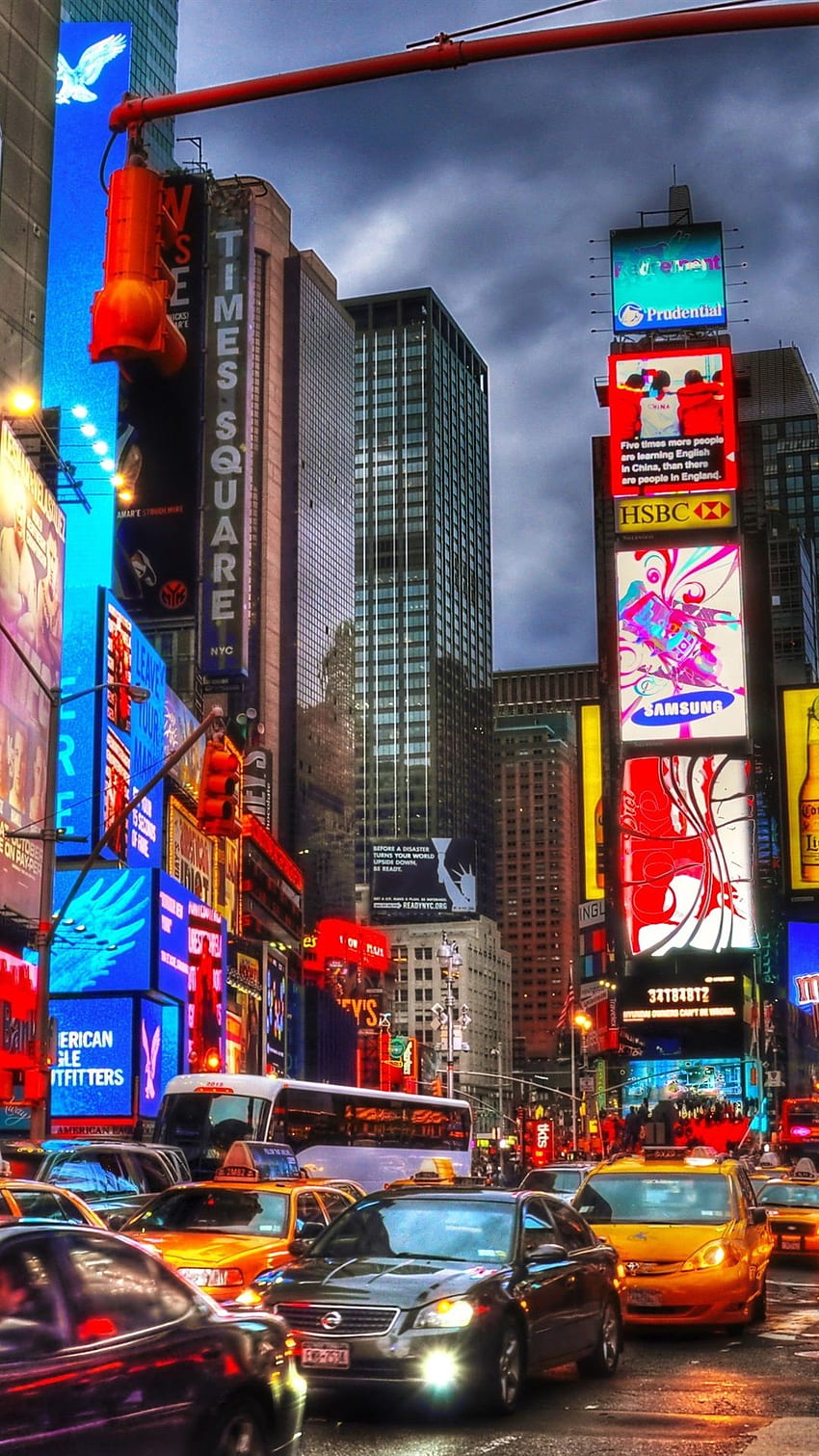 New York City, Times Square, notte, grattacieli, negozi, luci, automobili, persone IPhone 8 7 6 6S Plus, , Times Square Natale Sfondo del telefono HD