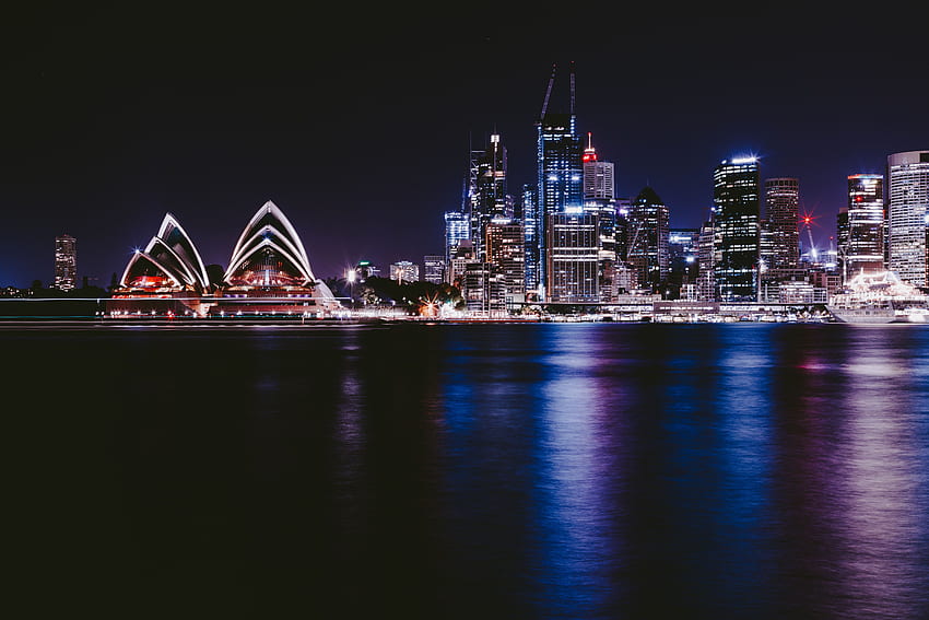 Kota, Arsitektur, Sydney, Kota Malam, Lampu Kota, Australia Wallpaper HD
