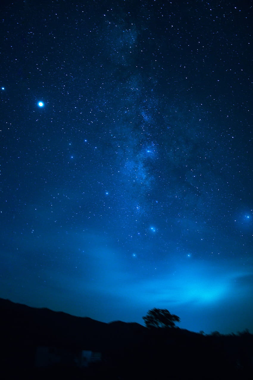 Blue Night Sky, Blue Starry Night HD phone wallpaper