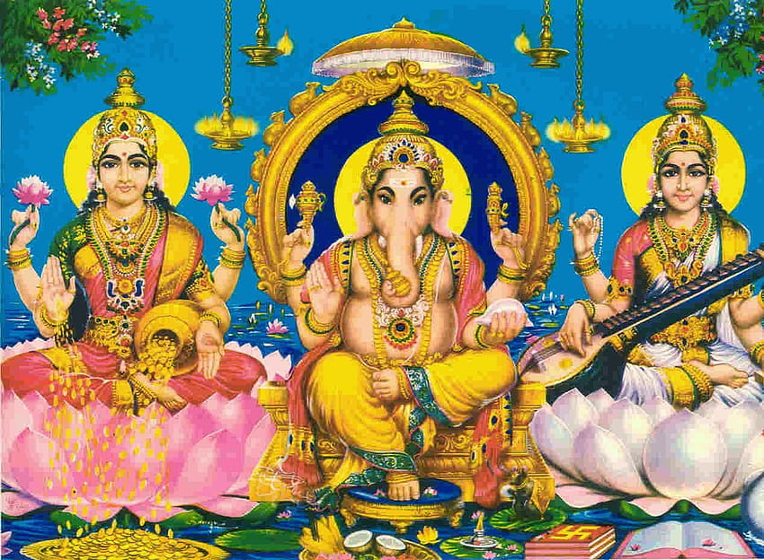 Hindu Devotional Blog: Lakshmi Ganesha Saraswati Together, Laxmi Ganesh  Saraswati HD wallpaper | Pxfuel