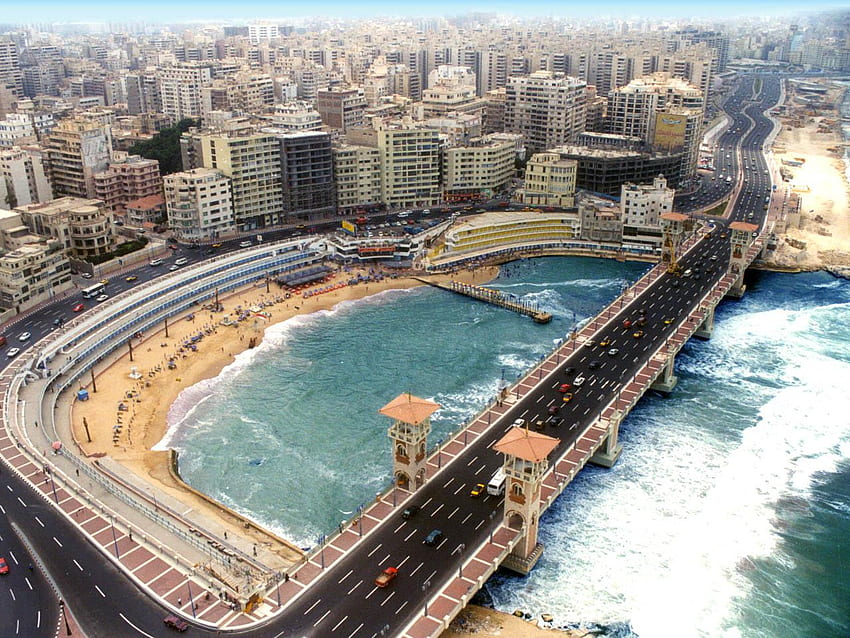 Aleksandria, obszar metropolitalny, obszar miejski, miasto, osada ludzka, grafika lotnicza, Aleksandria Egipt Tapeta HD