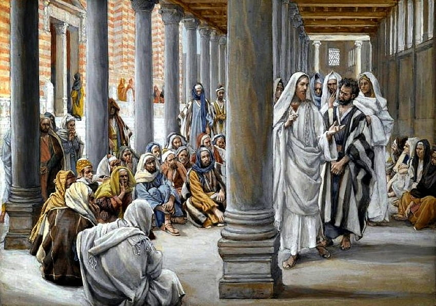 Gesù cammina nel portico di Salomone, bibbia, gesù, vangelo, religione, chrisy Sfondo HD
