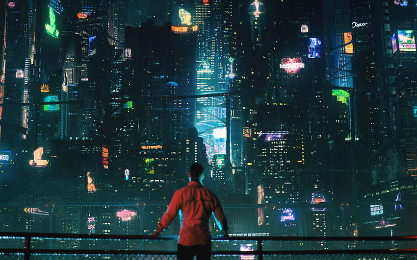 променен въглероден изглед към града: Cyberpunk, Digital City HD тапет