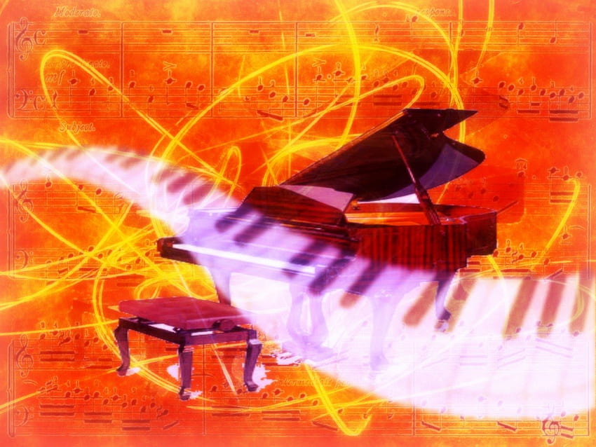 Piano Passion, music, passion, piano, fire HD wallpaper