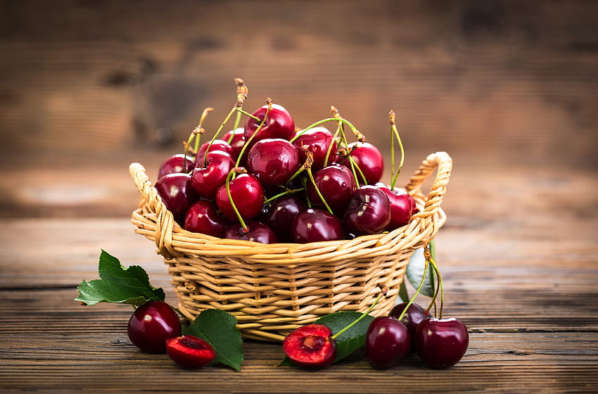 Cherry, fruits basket, ripen HD wallpaper