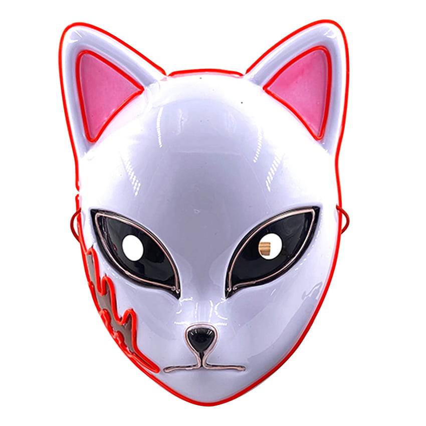 Jkerther Demon Slayer Mask, LED Fox Mask Light Up Luminous Glowing Japanese Anime Demon Slayer Cosplay, Demon Slayer Fox Mask HD phone wallpaper