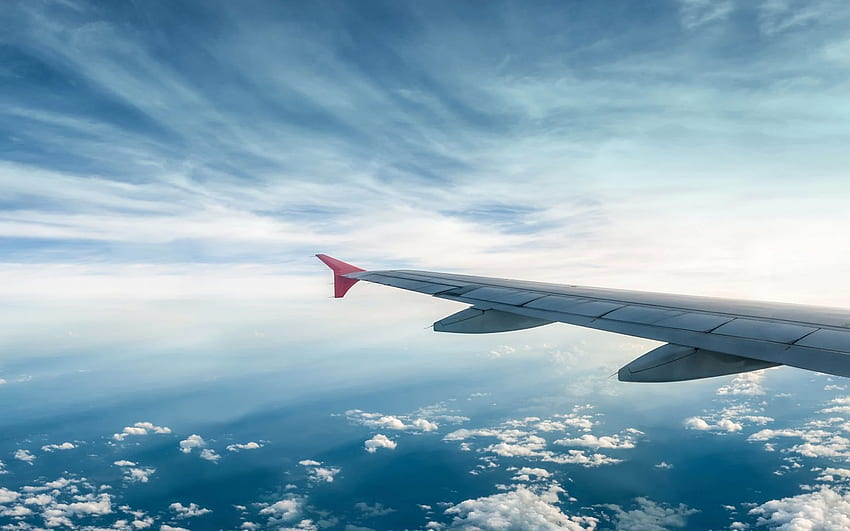 飛行機の背景。 旅行、旅行、飛行機の翼 高画質の壁紙