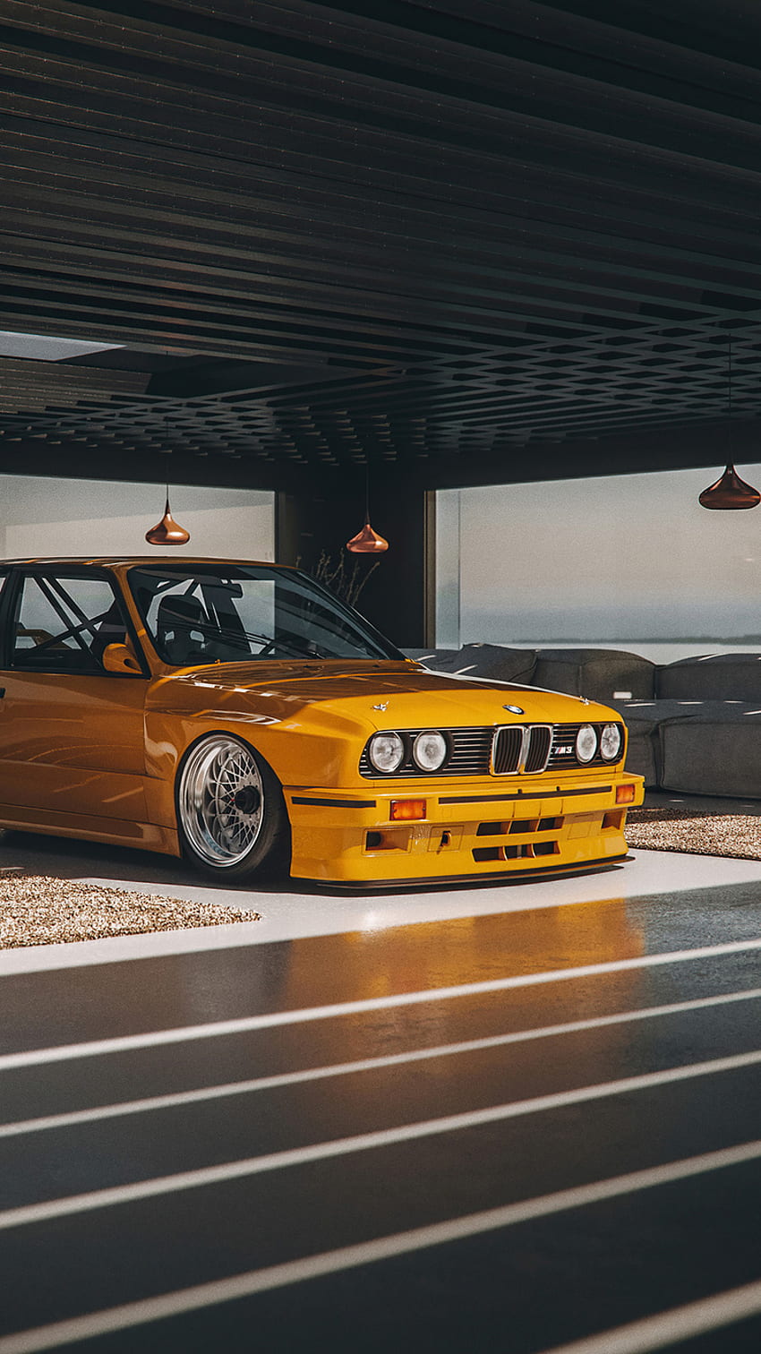 BMW E30 M3, Kendaraan, Mobil, Kuning, BmwM3, Oranye wallpaper ponsel HD