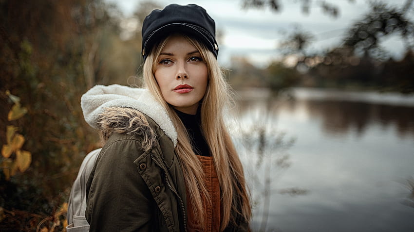 Carla Monaco, model, toamna, hat, autumn, girl HD wallpaper