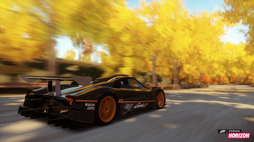 Forza Horizon, , , jeu, voiture, dodge viper, noir, orange, jaune, automne, course, route, arbre, vitesse, capture d'écran, , , Voitures et vélos, Courses Fond d'écran HD