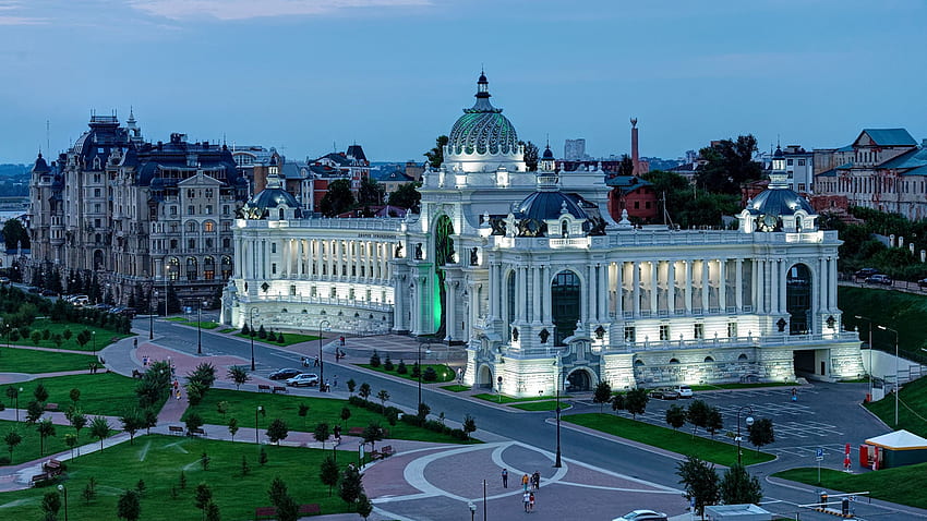 Russland, Kasaner Palast, Architektur, Lichter, historisches Gebäude für iMac 27 Zoll HD-Hintergrundbild
