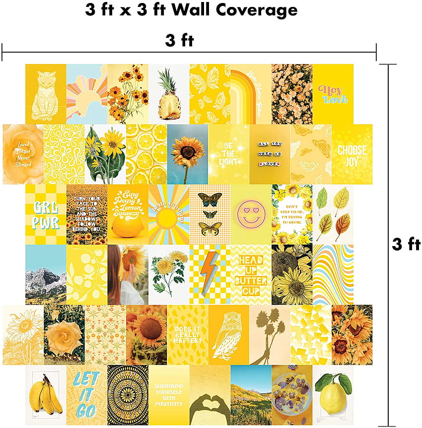 Yellow Wall Collage Kit Aesthetic 50 set, Sunny Summer Room Decor for Teen Girls, College Dorm Wall Decor, Collection : Everything Else, Aesthetic Sunny Fond d'écran de téléphone HD