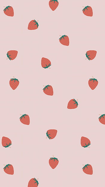 Psd hand drawn strawberry pattern pastel pink. Royalty stock Illustration.  High Resolution graphic HD phone wallpaper | Pxfuel