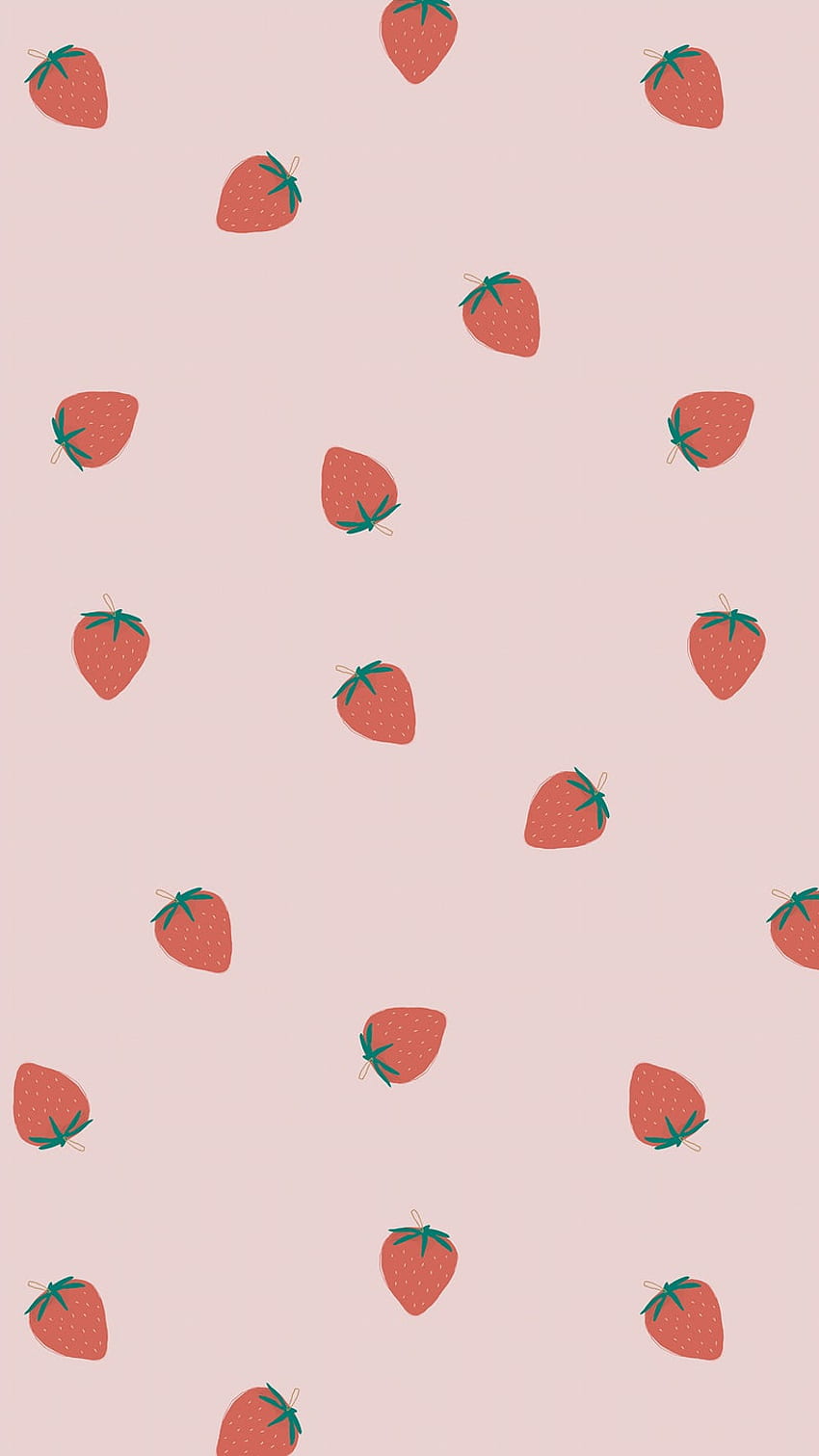 Psd hand drawn strawberry pattern pastel pink. Royalty stock Illustration. High Resolution graphic HD phone wallpaper