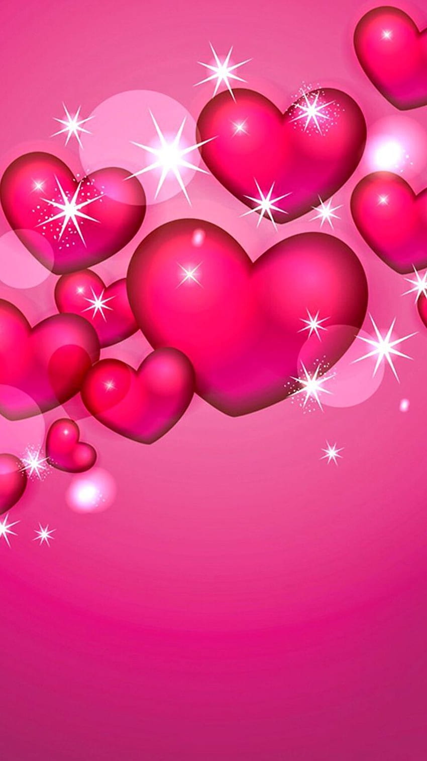 かわいいハート、ハート、ピンク、赤、バレンタインデー、バルーン - を使用します。 ハート、バレンタイン、ピンクのハートの背景、赤い愛の心 HD電話の壁紙