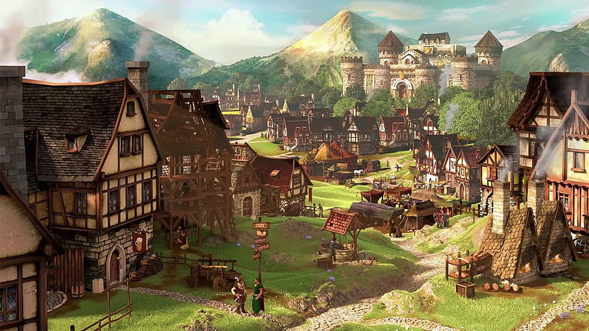Forge Of Empires Village Animated, Fantasy Village HD wallpaper