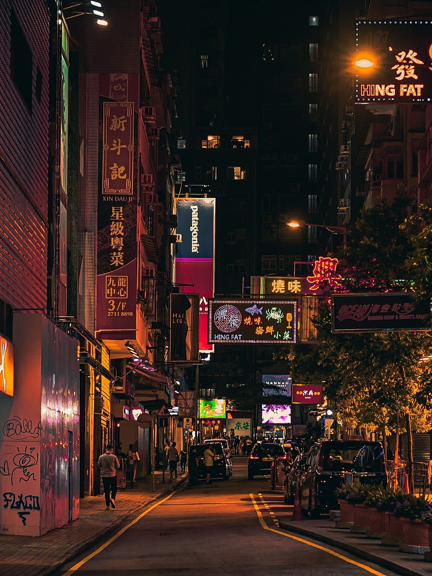 Hong Kong, Urban, Night, Signs, Buildings, Hong Kong Street HD phone wallpaper